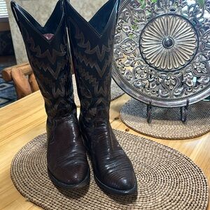 Ladies Panhandle Slim Chocolate Lizard Boots